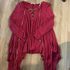 Women's Red Lace-Up Top